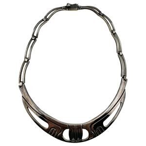 Rare Erika Hult De Corral Ric Mexico Modernist Sterling Silver Necklace 85.89g